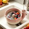Устойчивая Нескользящая Миска для Мытья Фруктов Керамическая Миска для Мытья Ягод с Дренажными Отверстиями, Самоочищающаяся Вращающаяся Кухонная Миска для Подготовки с Носиком-Дуршлагом, Большая Вместимость
