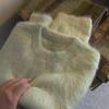 Women's Winter Green Mohair Sweater - Luxurious, Thick Mink Wool