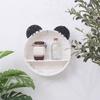 Cute Panda Ears Woven Hanging Basket Wall Shelf Imitation Rattan Storage Organizer Rack Small Plants Floating Shelf