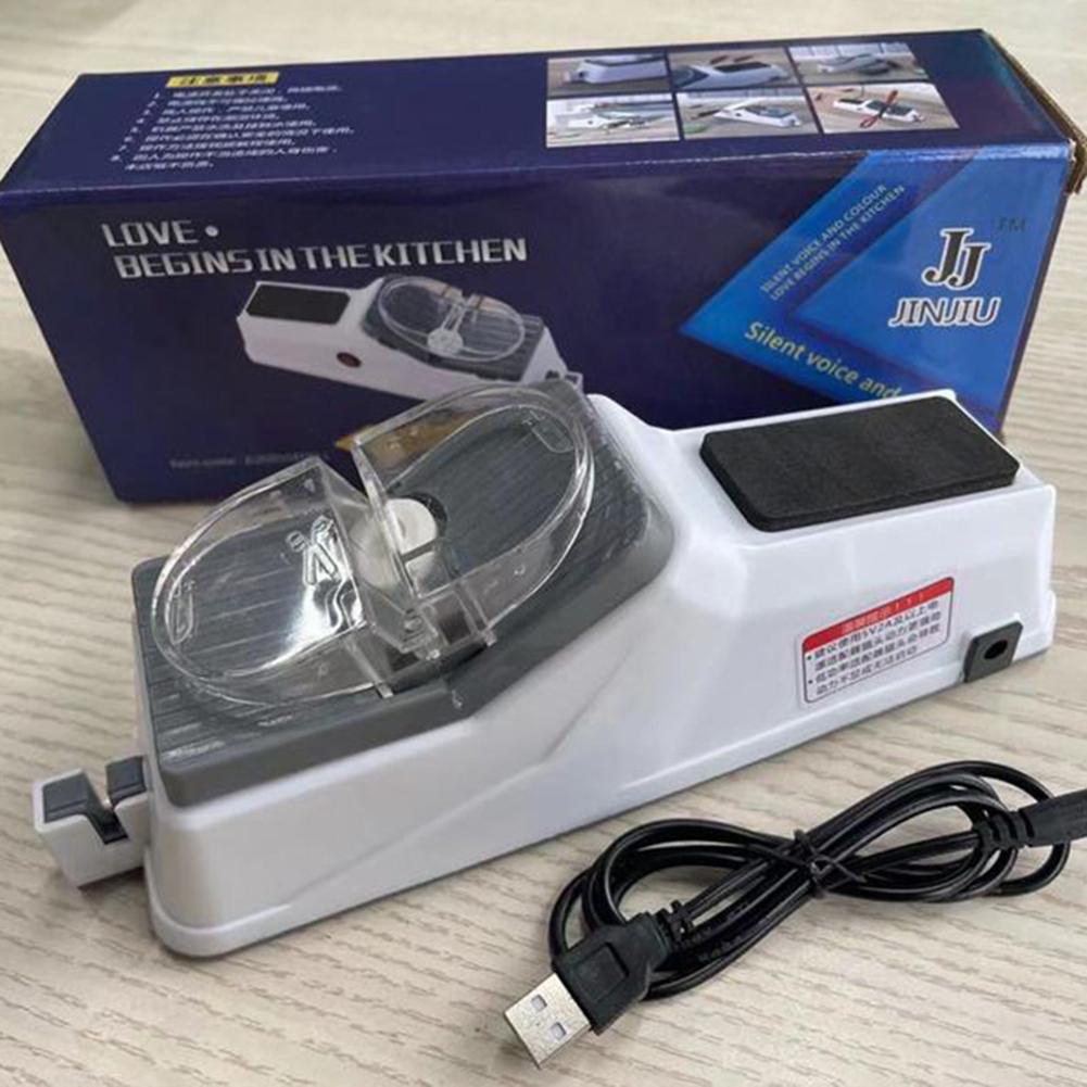 Электрическая точилка для ножей, Двусторонняя точилка с подставкой, Защитная крышка, Мощный мотор, Профессиональная электрическая точилка для ножей, Подарок другу