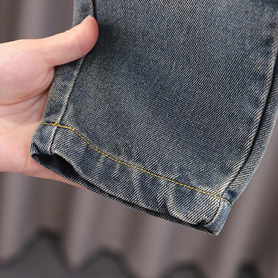 Костюм для мальчика 0-5 лет Детская полосатая рубашка с длинными рукавами Куртка с рисунком Круглый вырез, белый топ Повседневные джинсы Комплект из трех предметов