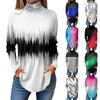 Women's Fashionable Casual High Neck Printed Long Sleeve T-Shirt Pullover Top