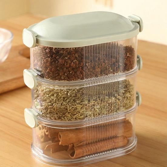 5-ярусный герметичный органайзер для специй, штабелируемые контейнеры для хранения специй, герметичный органайзер для приправ с прозрачными разделенными отсеками для специй, трав, приправ