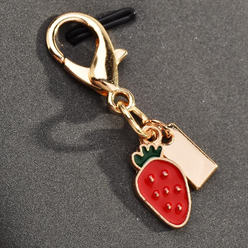 Exquisite High-End Strawberry Mushroom Keychains For Women Bag Pendant Charm Car Keyring Jewelry Gift Decoration Accessories