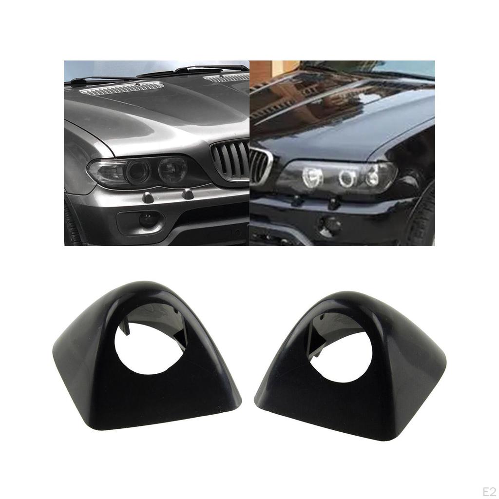 Font Bumper Headlight Washer Cover Assembly Replaces for E53 X5 Black Accessories