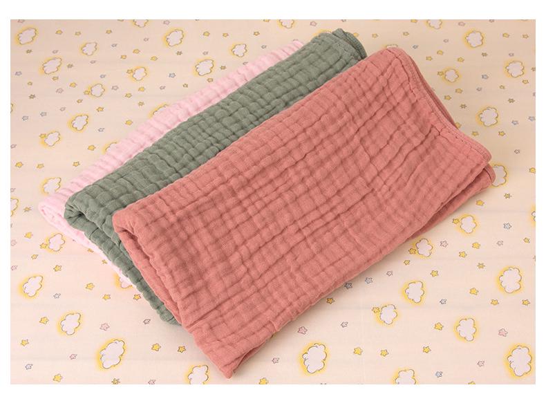 Pure Cotton Hooded Baby Swaddle Towel - Solid Color Gauze