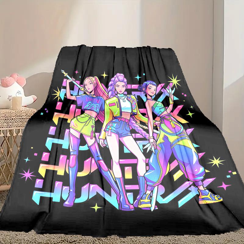 1pc Snug Kpop Demon Hunters Blanket, Lightweight & Durable Print Blanket, Perfect for Home, Couch, Bed, Picnic, Travel, Office