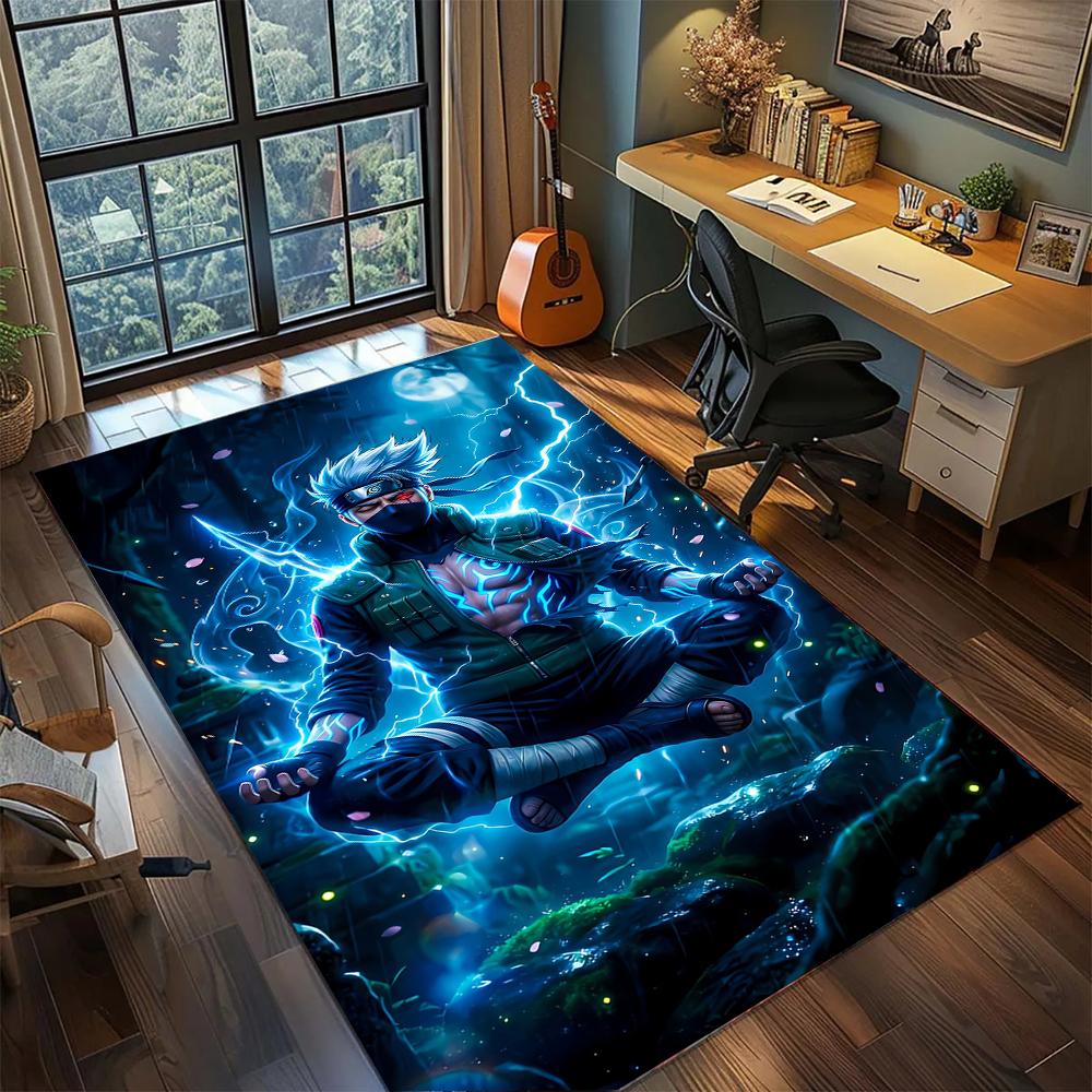 Kakashi Hatake Hidden Leaf Village Hero Rug Carpet Large Area Rug Non Slip Washable Floor Mat Gamer Room Bedroom Home Decor