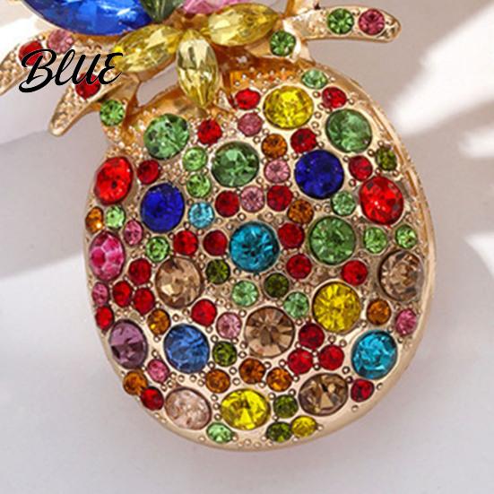 Tropical Fruit Pin Women Brooch Dazzling Rhinestones Inlaid 3D Pineapple