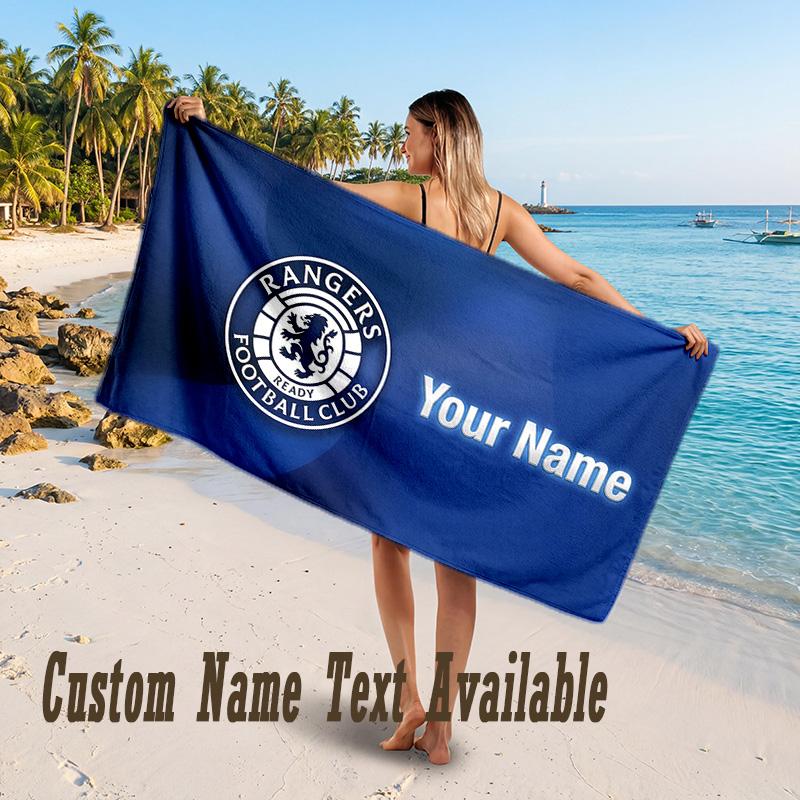 Rangers FC Design Beach Towel Custom Text Large Towel for Beach Vacation