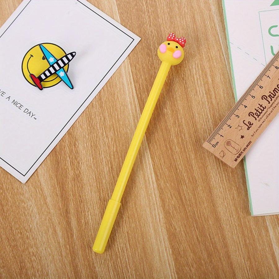 Back To School Season 10pcs 0.5mm Creative Cartoon Silicone Head Duck Gel Pen Fresh Office Signature Pen Cute Learning Stationery Water-based Pen