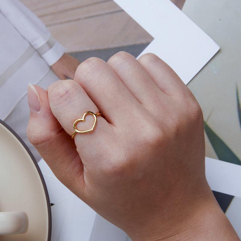 Simple Minimalist Heart Finger Rings for Women 925 Sterling Silver Wedding Jewelry KTJ