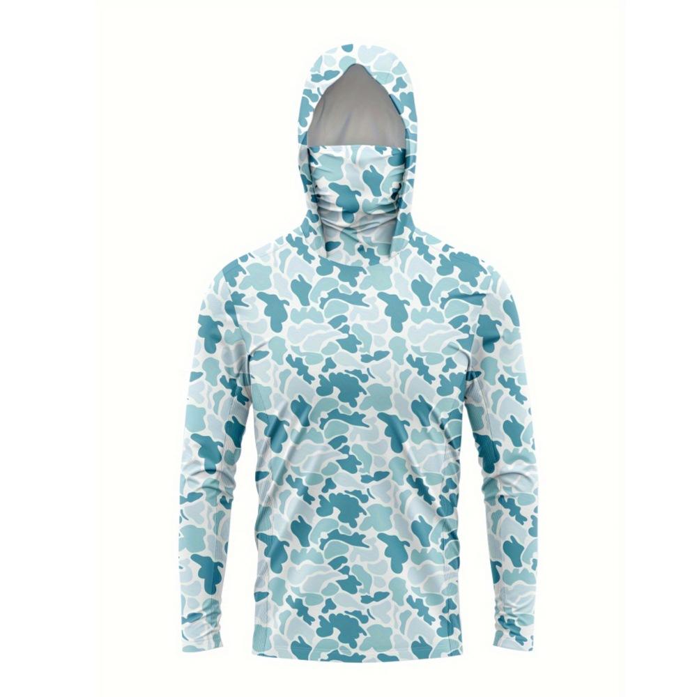 Camouflage long-sleeved fishing suit quick-drying breathable luya fishing suit outdoor dust mask hoodie ice silk feeling