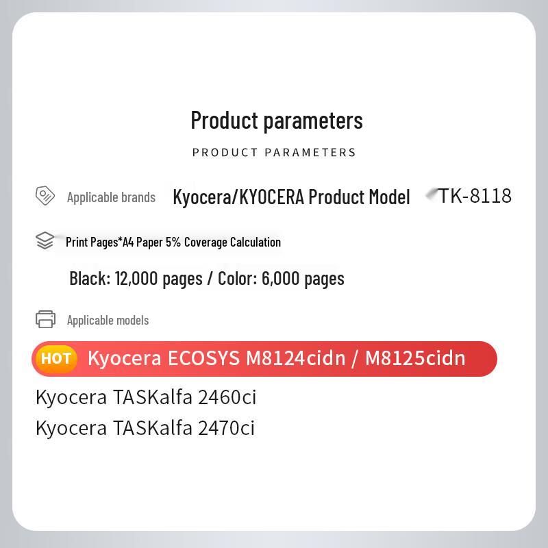 Compatible TK-8118 Color Toner Cartridge Set for Kyocera