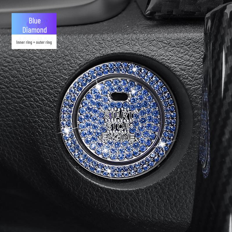 Кольцо-наклейка на кнопку запуска автомобиля Crystal Diamond - универсальная декоративная крышка для интерьера