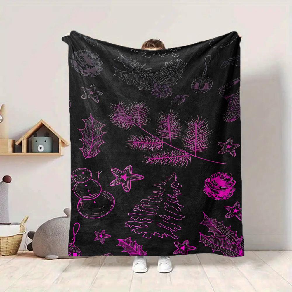 1pc Christmas Winter Print Blanket Lightweight Flannel Throw Blanket For Sofa, Bed, Living Room, Office, Outdoor Travel, Camping