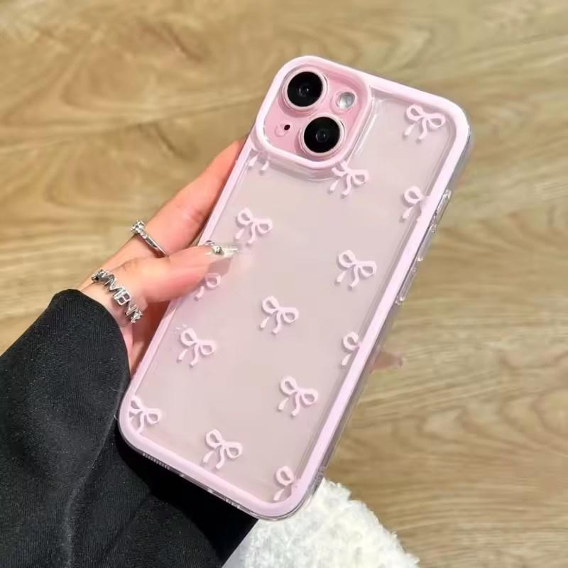 Мягкий чехол для телефона с дизайном бантика в конфетных цветах для iPhone 17 Air 16 15 14 13 12 11 Pro Max 16 Plus 16E Ударопрочный Мягкий Прозрачный Чехол