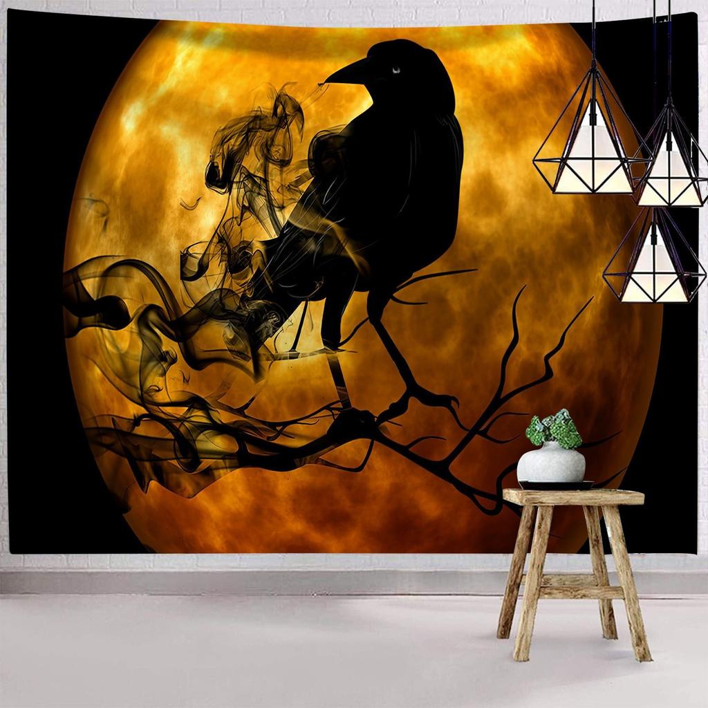 Темный гобелен ужасов Хэллоуина, на котором изображена ведьма, таинственная женщина, настенный декор, праздничный фон
