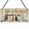 Cute Pet Cat Wooden Hanging Plaque Pendant Tag Vintage Hanger Board Sign Retro Wall Decor Pet Shop Cat House Decoration 20x10cm