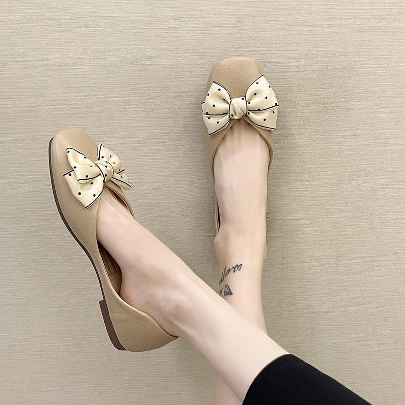 Женская обувь с квадратным носком и бантом, женская плоская обувь, популярная, лето 2025, дешевая распродажа, высокое качество, мода, распродажа Y2k