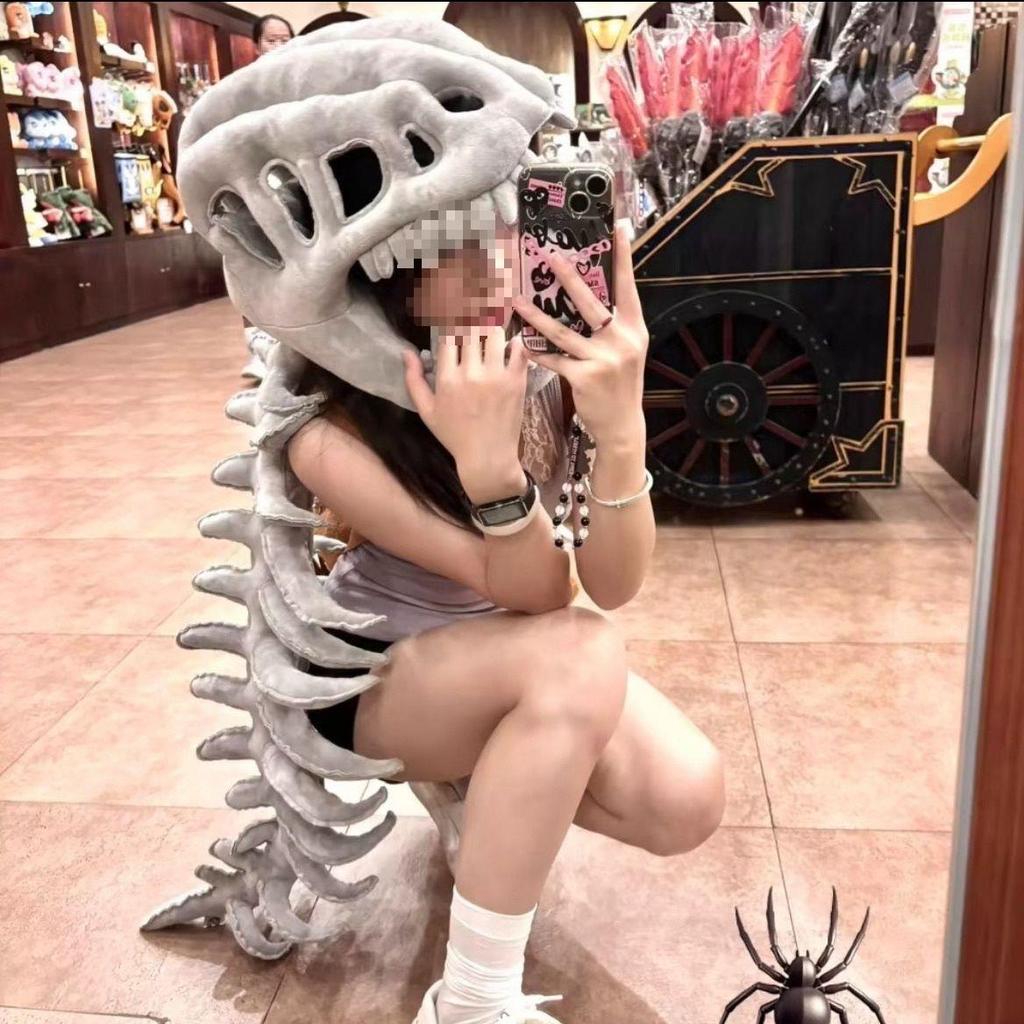 Dinosaur Skeleton Mask Headgear - Dragon Skull Hat for Adults and Kids