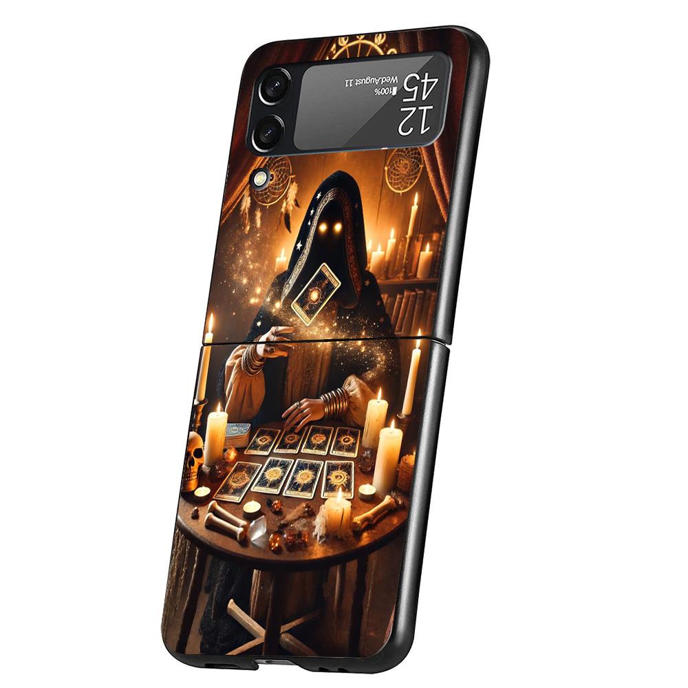 Witch Tarot Card Cover Phone Case For Samsung Galaxy Z Flip 7 6 5 4 3 5G Flip7 Flip6 Flip5 Flip4 Flip3 Black Fundas Shell