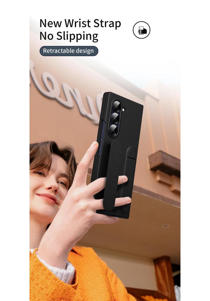Чехол для Samsung Galaxy Z Fold7/6: Встроенная подставка, пленка и ремешок на запястье для Fold5/4.