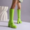 Women's High-heeled Boots Autumn and Winter New Candy-colored Thick-heeled Large-size Medium Boots