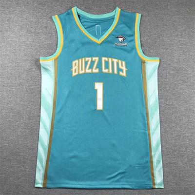 Баскетбольная майка Buzz City Hornets - Зеленая версия 'City' 24, Мяч #1 Вышивка