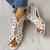 Women's Summer Peep Toe Sandals Openwork Retro Lacing Platform Comfy Outdoor Casual Shoes Large Size 35-43