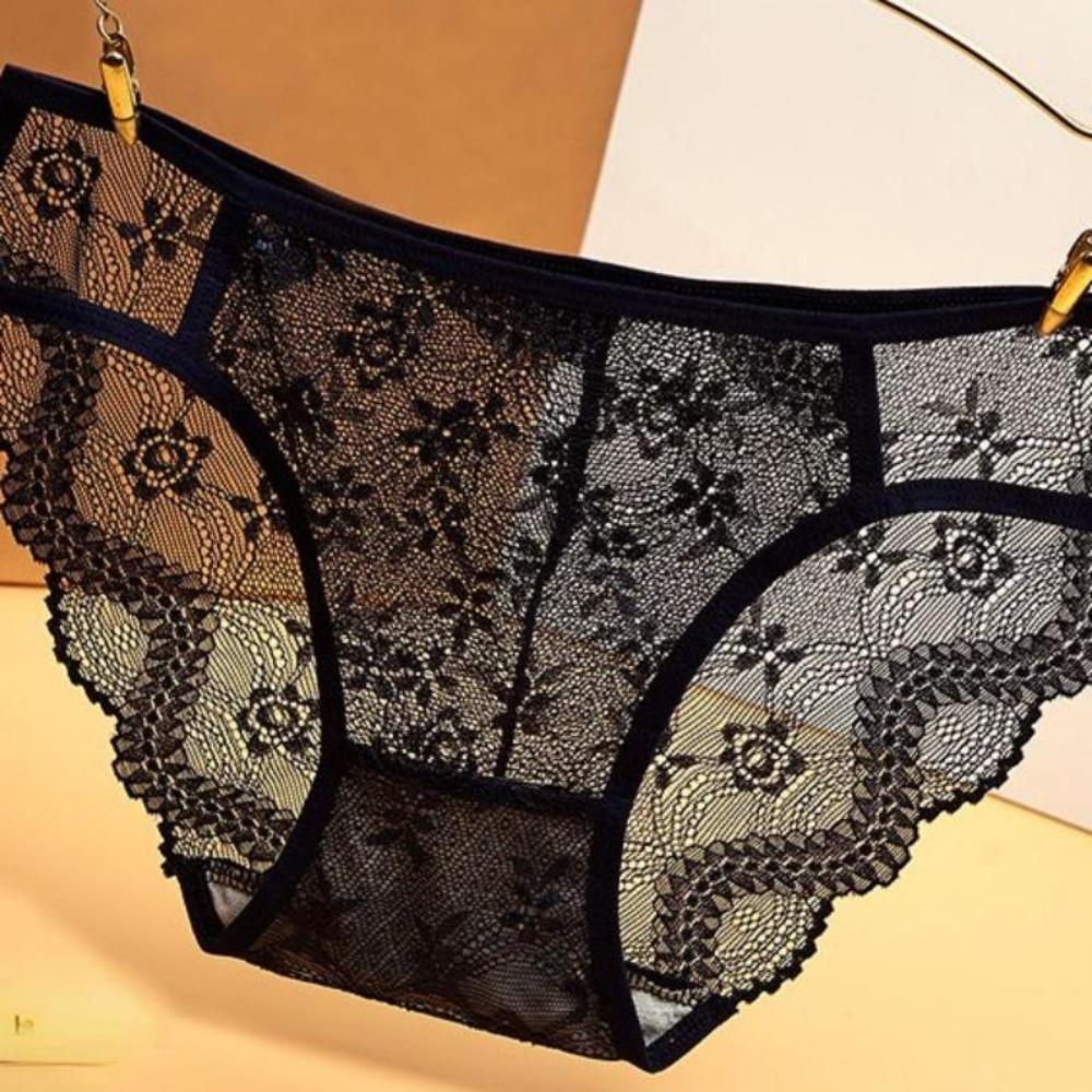 Summer Women Lace Flower Panties Low-Rise Underwear Trendy Lace Briefs Female Soft Underpants Lingerie