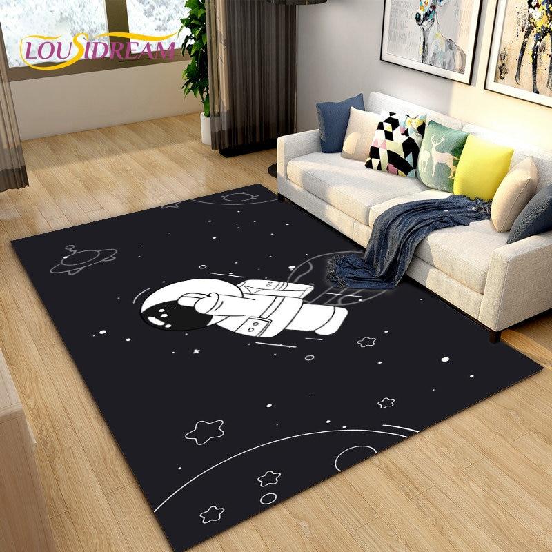 Коврик с рисунком астронавта в космосе, ковер для гостиной, украшение детской комнаты, мягкий нескользящий напольный коврик для детей