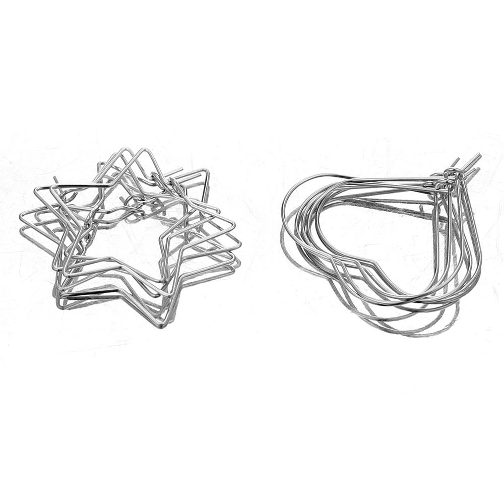 20pcs Stainless Steel Heart Hoops Earrings Circle Wire Star Loop Earrings DIY Jewelry Making Dangle Earring Accessories