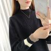 Женский свитер с полуводолазкой, осенне-зимний свободный вязаный свитер, топ, пуловер, вязаный джемпер, верхняя одежда