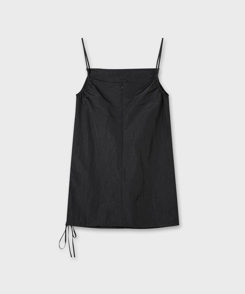 Plack Woman Shirred Sleeveless Mini Dress Black