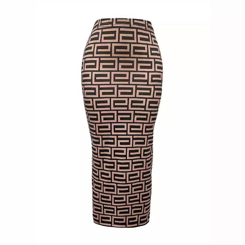 Женская летняя повседневная тонкая эластичная длинная юбка с принтом до середины тела