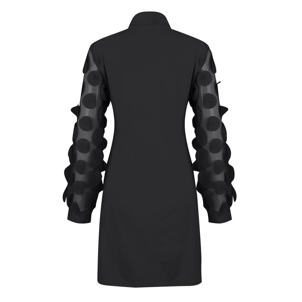 Женское модное кружевное платье с круглым вырезом и длинным рукавом, облегающее талию