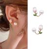 Wedding Party Jewelry Accessories Flower Ear Studs Tulip Earrings Pearl Ear Hook Women Pearl Studs
