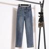 Женские джинсы больших размеров, брюки с высокой талией, свободные джинсовые женские брюки с эластичной резинкой на талии, весенние базовые брюки с карманами