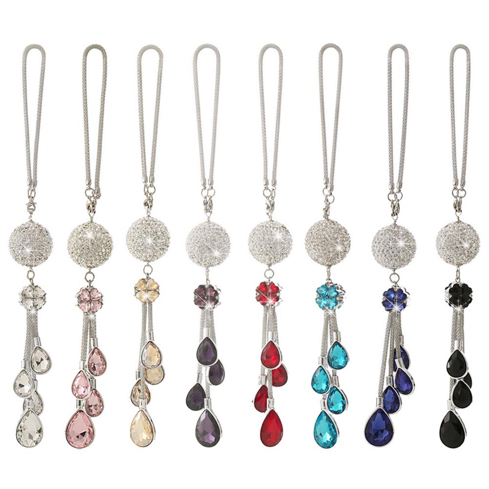 Подвеска на зеркало заднего вида автомобиля, металлический хрустальный шар, бриллиант, декоративная подвеска, подвесные украшения, автомобильные стразы, стиль интерьера