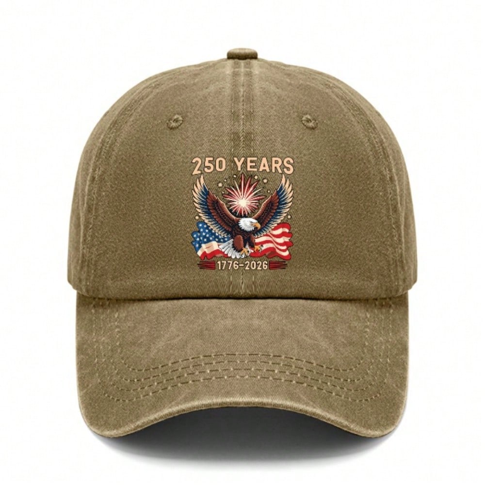 Patriotic Baseball Cap 2026 Unisex "250 YEARS" Eagle Flag Print Polyester Adjustable Sun Hat Breathable Lightweight Casual Outdoor Sports Patriotic