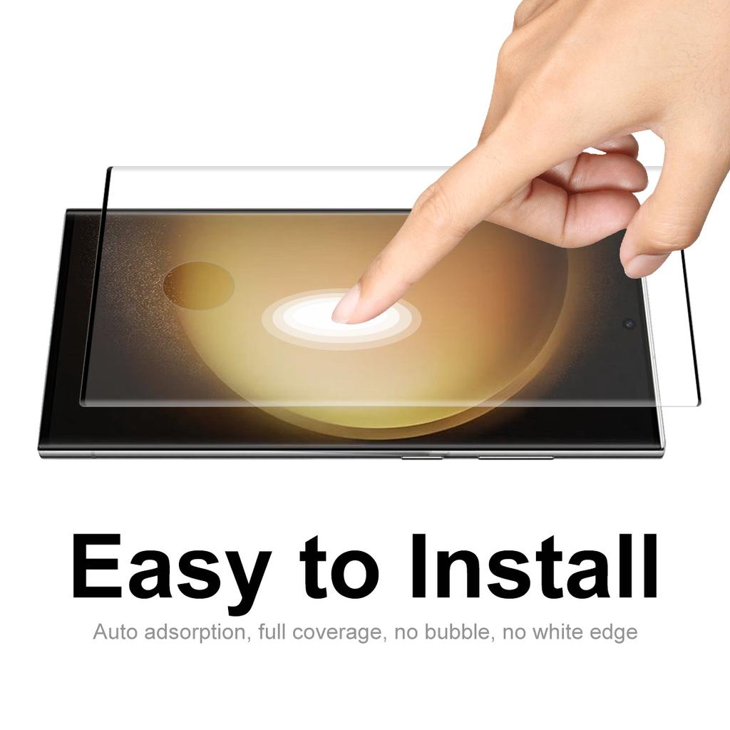 ENKAY HAT PRINCE 2PCS/Set Tempered Glass Film for Samsung Galaxy S23 Ultra 3D Curved Side Glue HD Full Screen Protector Support Fingerprint Unlock