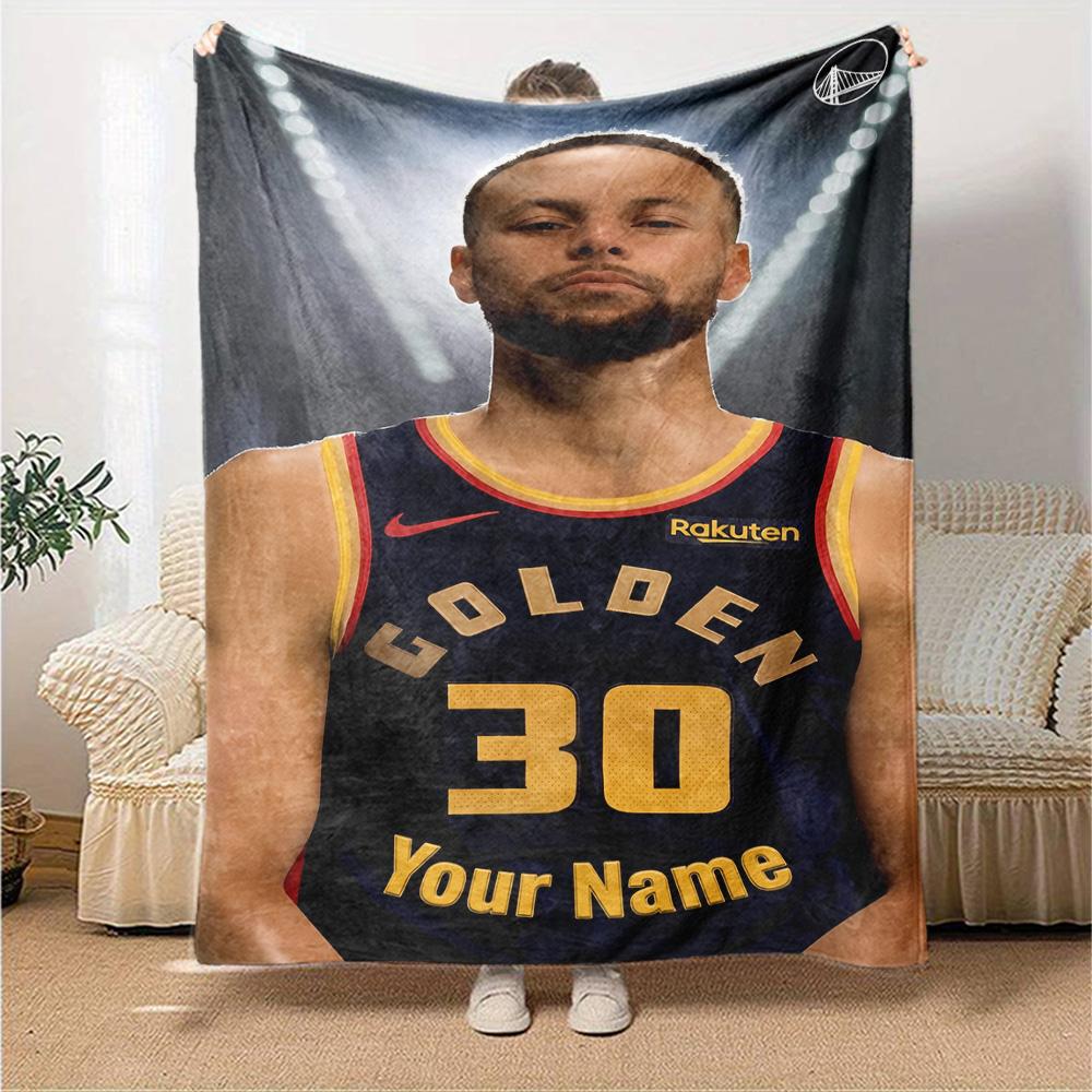 Golden State Warriors Team Personalized Name Blanket Cozy Customizable Blanket Comfortable Perfect for Office Nap Living Room Home Decor