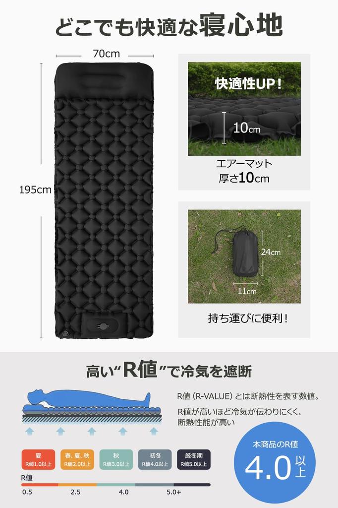 Сумка для хранения надувного коврика для кемпинга, автомобиля, спального места, включает в себя удобное и легкое снаряжение для кемпинга на открытом воздухе [с шагом и в комплекте] Коврик, коврик, коврик,