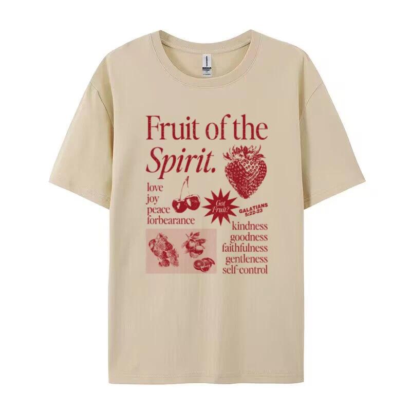 Fruit of Spirit Graphic Tops Vintage Boho Bible Verse Inspirational Shirt Unisex Christian TShirt Aesthetic Jesus Faith Tee