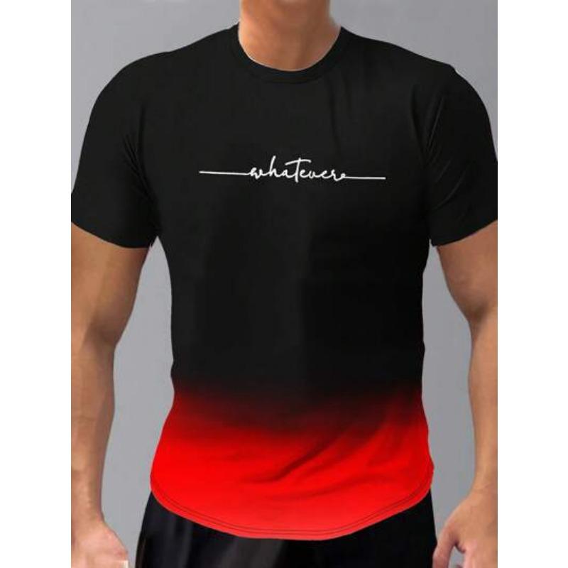 Летний топ с круглым вырезом и 3D-печатью с градиентными буквами, модные повседневные футболки с короткими рукавами для мужчин