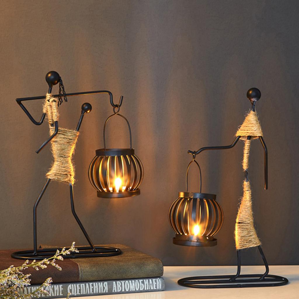 Винтажный подсвечник для домашнего декора, железный подсвечник в форме девушки, декоративная свеча в форме фонаря