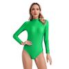 Женский боди с высоким воротником и длинным рукавом, однотонный, на молнии сзади, эластичный трико, одежда для гимнастики, акробатики, танцев