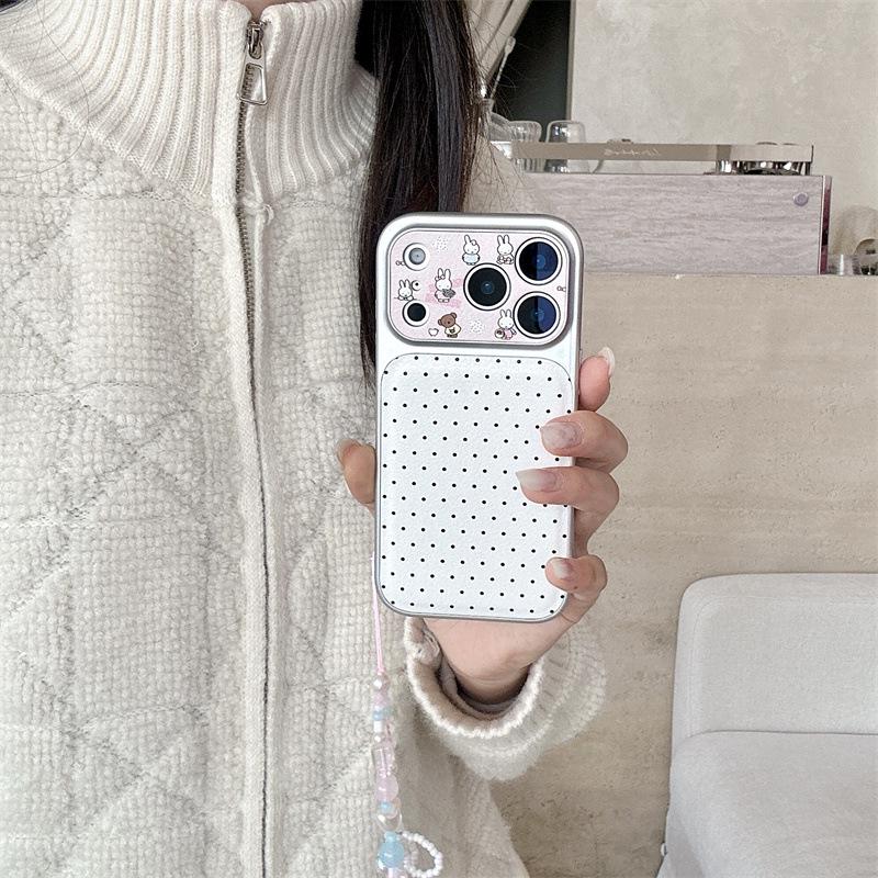 Милый Мультяшный Чехол с Точками Медведь и Кролик для iPhone 17/16 Pro Max/15/14