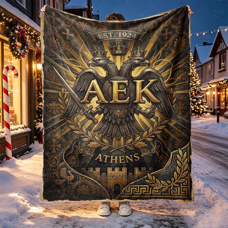 AEK Athens FC Pattern Blanket for Home Decoration, Bed, Sofa, Car Travel, Camping, Suitable for All Seasons, Birthday Christmas Gift